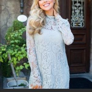 Baby blue long sleeved Molly Green lace dress